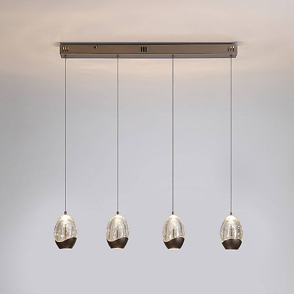 LED-Pendellampe Seeds, cremefarben, Länge 75 cm, Glas 4-flg. günstig online kaufen