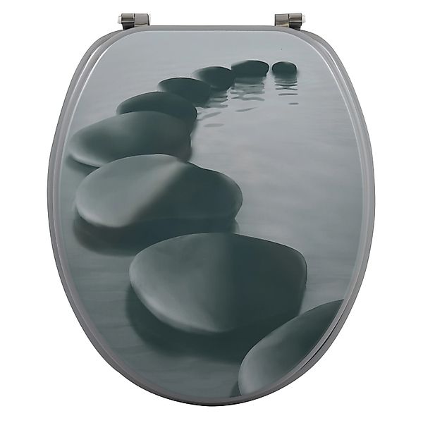 MSV WC-Sitz Kieselstein MDF 42,5 cm x 36,5 cm x 5 cm Grau günstig online kaufen