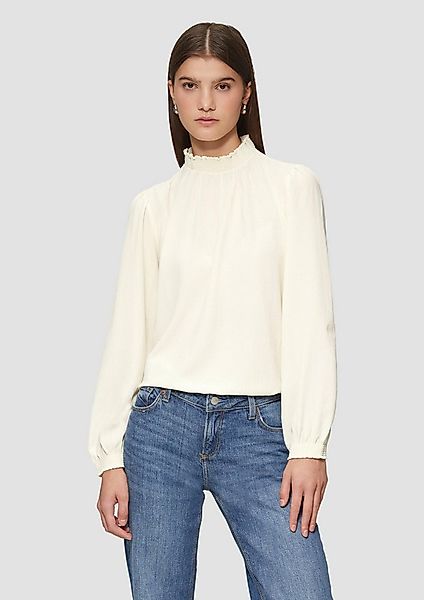QS Langarmbluse Bluse Leicht strukturierte Bluse mit gemocktem Stehkragen günstig online kaufen