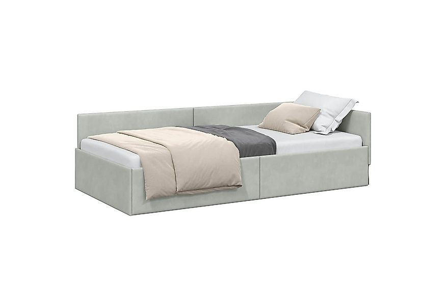 vidaXL Bett Eckbettgestell Hellgrau 80 cm x 200 cm Polyester und Sperrholz günstig online kaufen
