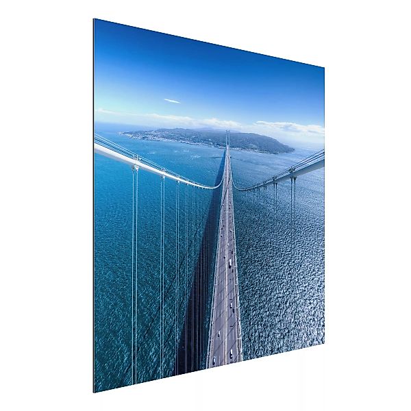 Alu-Dibond Bild Architekur & Skyline - Quadrat Brücke zur Insel günstig online kaufen