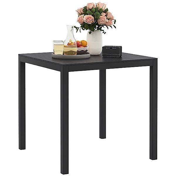 Outsunny Gartentisch Aluminium  Kunststoff 73L x 73B x 72H cm Schwarz günstig online kaufen