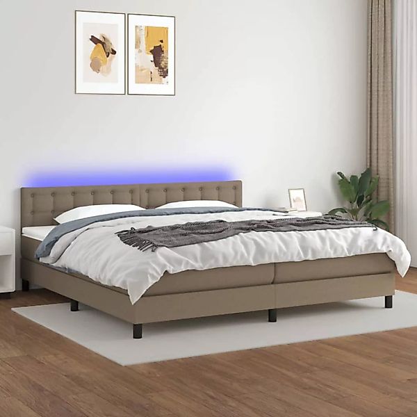 Vidaxl Boxspringbett Mit Matratze & Led Taupe 200x200 Cm Stoff günstig online kaufen