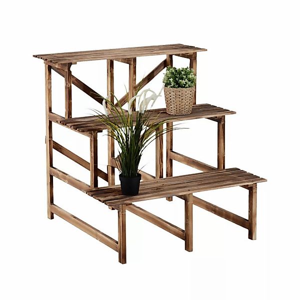 Outsunny Pflanzentreppe Blumenregal 3 Stufen aus Tannenholz 80 x 80 x 78cm günstig online kaufen