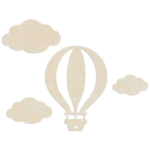 WANDStyle Wanddekoobjekt "Ballon mit Wolken" aus Holz, Pappel günstig online kaufen