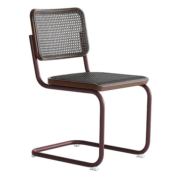 THONET S 32 V Dark Melange rotbraun | Stahlrohr-Freischwinger | Gestell rot günstig online kaufen