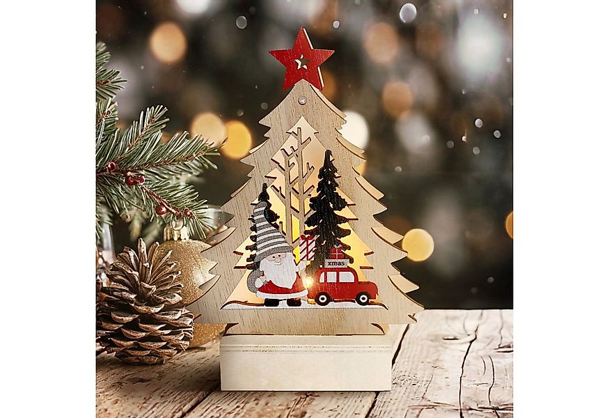 HTI-Living Weihnachtsfigur Leuchtspitze Weihnachtsmann kommt mit dem Auto ( günstig online kaufen