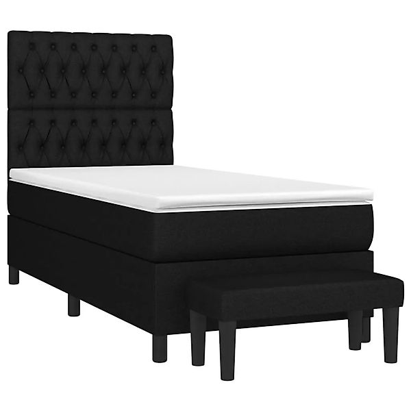 vidaXL Boxspringbett mit Matratze Schwarz 90x200 cm Stoff 3136807 günstig online kaufen