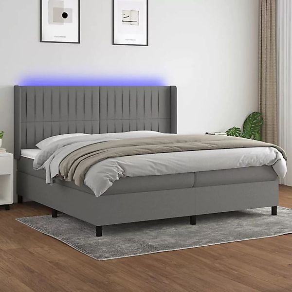 Vidaxl Boxspringbett Mit Matratze & Led Dunkelgrau 200x200 Cm Stoff günstig online kaufen