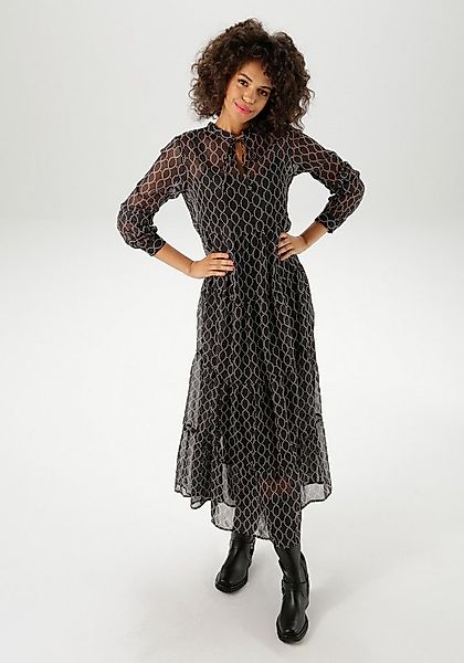 Aniston CASUAL Maxikleid (mit Jersey-Unterkleid) mit interessantem Kettendr günstig online kaufen