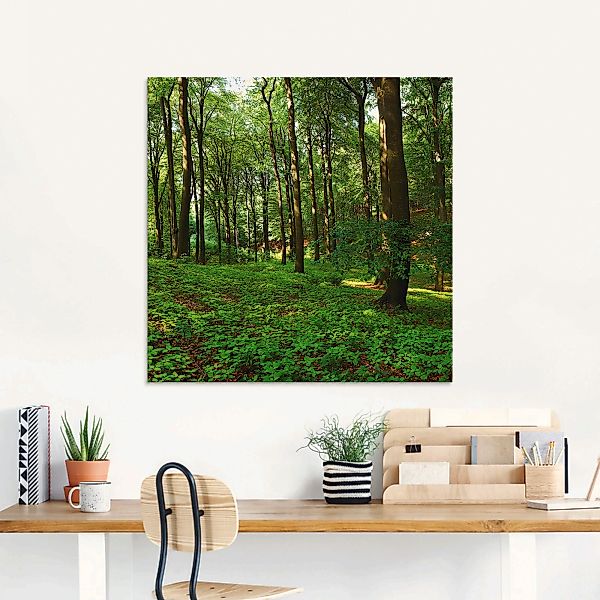 Artland Glasbild "Panorama von einem grünen Sommerwald", Wald, (1 St.), in günstig online kaufen