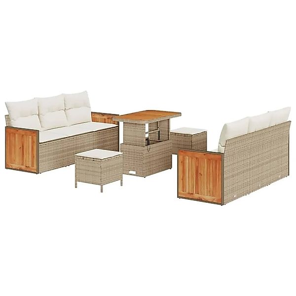 vidaXL Gartensofa-set mit Kissen 11-Tlg Beige und Creme Poly-Rattan 3365211 günstig online kaufen