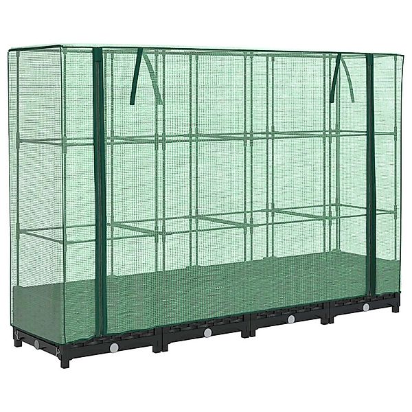 vidaXL Hochbeet mit Gewächshaus-Aufsatz Rattan-Optik 160x40x123 cm 2164088 günstig online kaufen