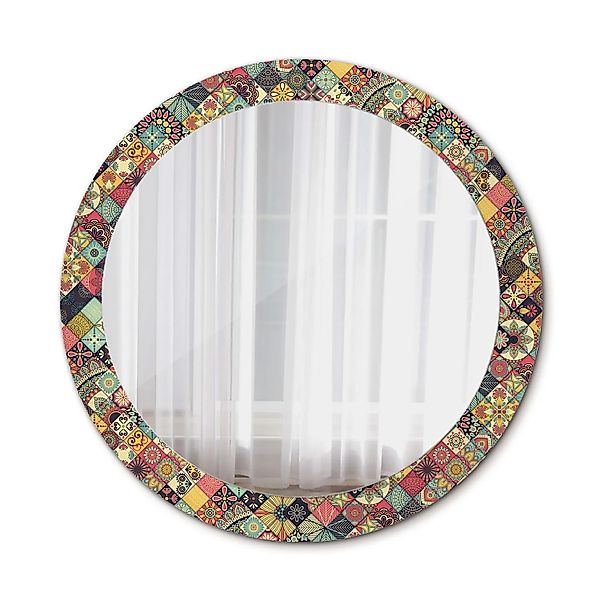 Tulup Spiegel mit Motivdruck Patchwork Fliesen 80x80 cm Runder Spiegel Aufd günstig online kaufen