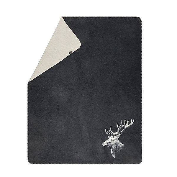 Fussenegger nachhaltige Wohndecke Hirschkopf anthrazit 150x200 günstig online kaufen