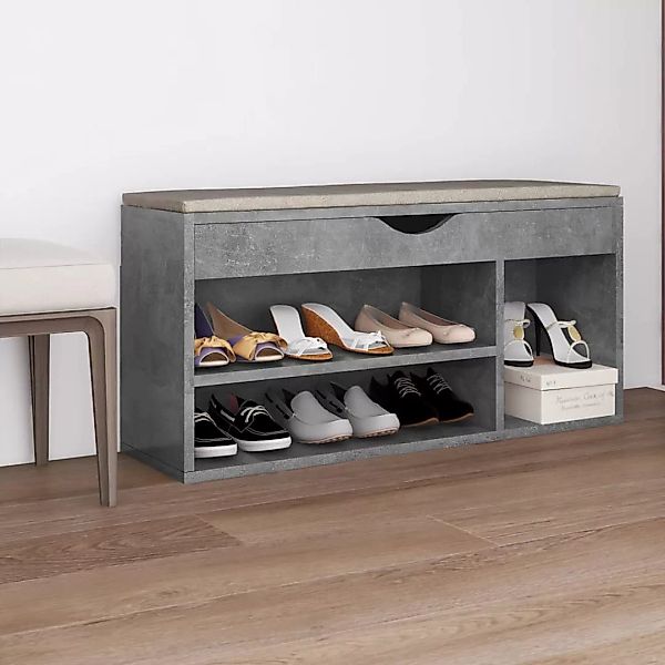 Schuhbank Mit Kissen Betongrau 104x30x49 Cm Spanplatte günstig online kaufen