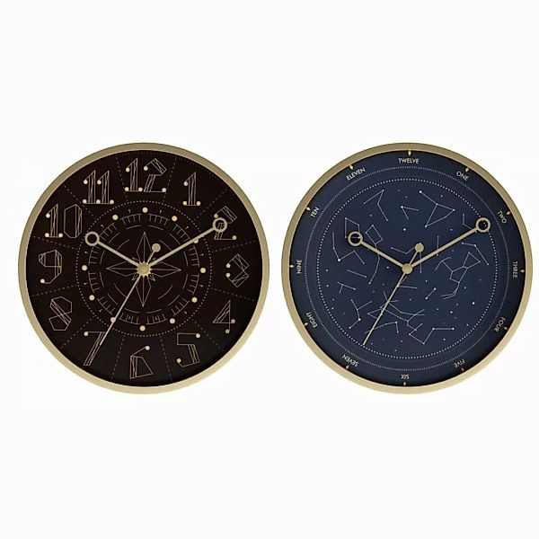 Wanduhr Dkd Home Decor Schwarz Blau Aluminium (30 X 4 X 30 Cm) (2 Pcs) günstig online kaufen