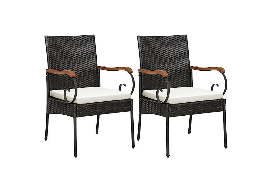 KOMFOTTEU Rattanstuhl (2er Set), Gartenstuhl mit weichen Kissen, bis 180 kg günstig online kaufen