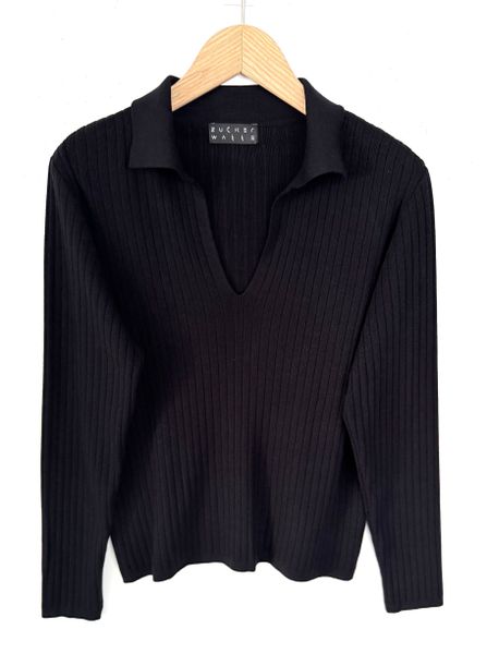 Zuckerwatte V-Ausschnitt-Pullover Rippstrickoptik aus Viskose mit günstig online kaufen