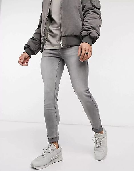 Topman – Hautenge Jeans aus Bio-Baumwollmix in Grau günstig online kaufen