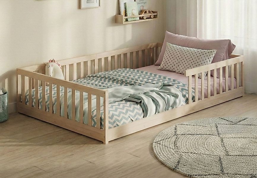 Kids Collective Kinderbett Bodenbett Bett mit Rausfallschutz & Lattenrost M günstig online kaufen