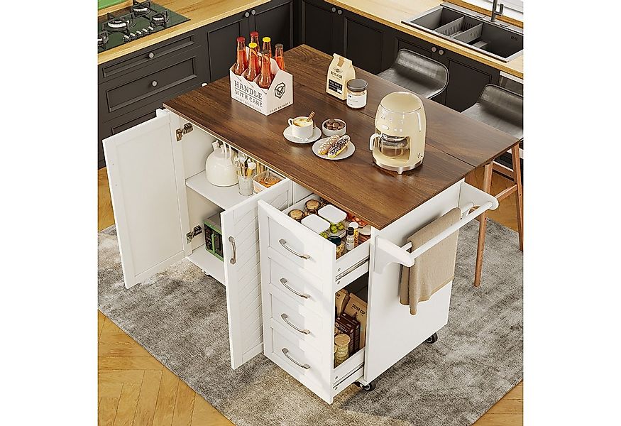 Flieks Küchenwagen Kücheninsel mit erweiterbare Arbeitsplatte Tiefe 46-71cm günstig online kaufen