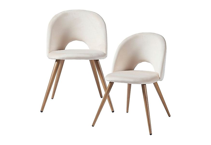 en.casa Esszimmerstuhl, »Karijoki« 2er Set gepolstert Samt 77x50x55 cm Beig günstig online kaufen