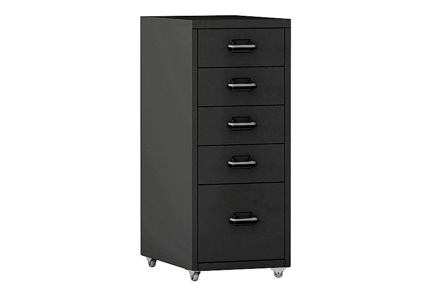 en.casa Rollcontainer, »Kökar« mit 5 Schubladen Bürowagen Schwarz günstig online kaufen
