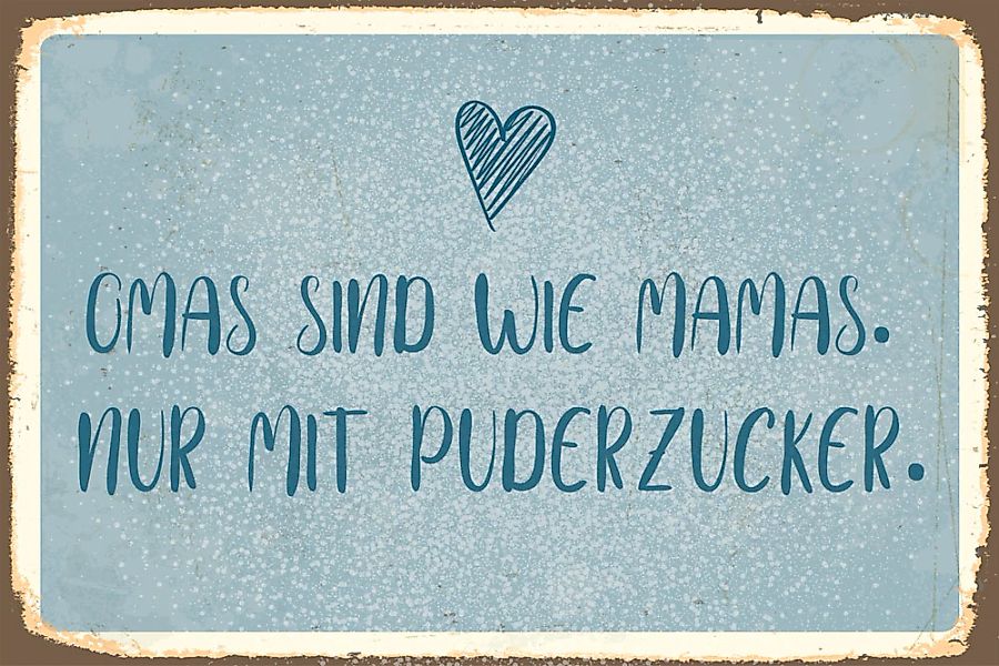queence Metallbild "Puderzucker VI" Herzen  Schriftzug  Sprüche  Sprüche & günstig online kaufen
