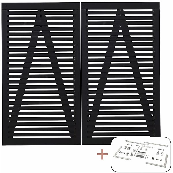 Doppeltor Tokyo Nadelholz Schwarz 200 cm x 180 cm günstig online kaufen
