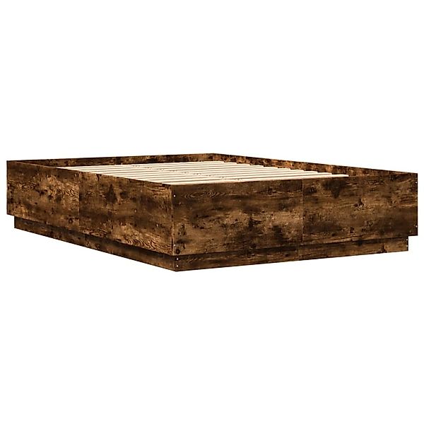 vidaXL Bettgestell mit LED Räuchereiche 140x200 cm Holzwerkstoff 3209615 günstig online kaufen