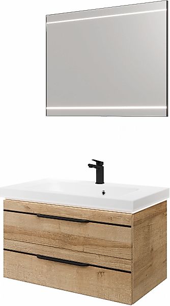 Saphir Badmöbel-Set "Balto 2-teilig Mineralmarmor-Waschtisch mit LED-Spiege günstig online kaufen