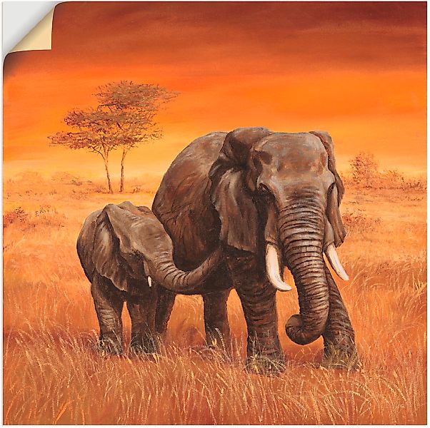 Artland Wandbild "Elefanten II", Wildtiere, (1 St.), als Alubild, Outdoorbi günstig online kaufen