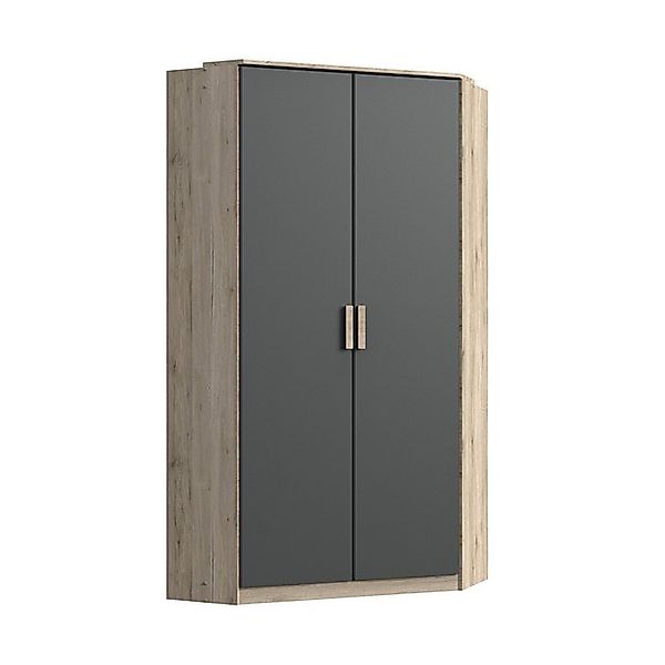 Lomadox Kleiderschrank CANTON-43 Eiche Nb. mit graphit, 2 Türen, 95 cm brei günstig online kaufen