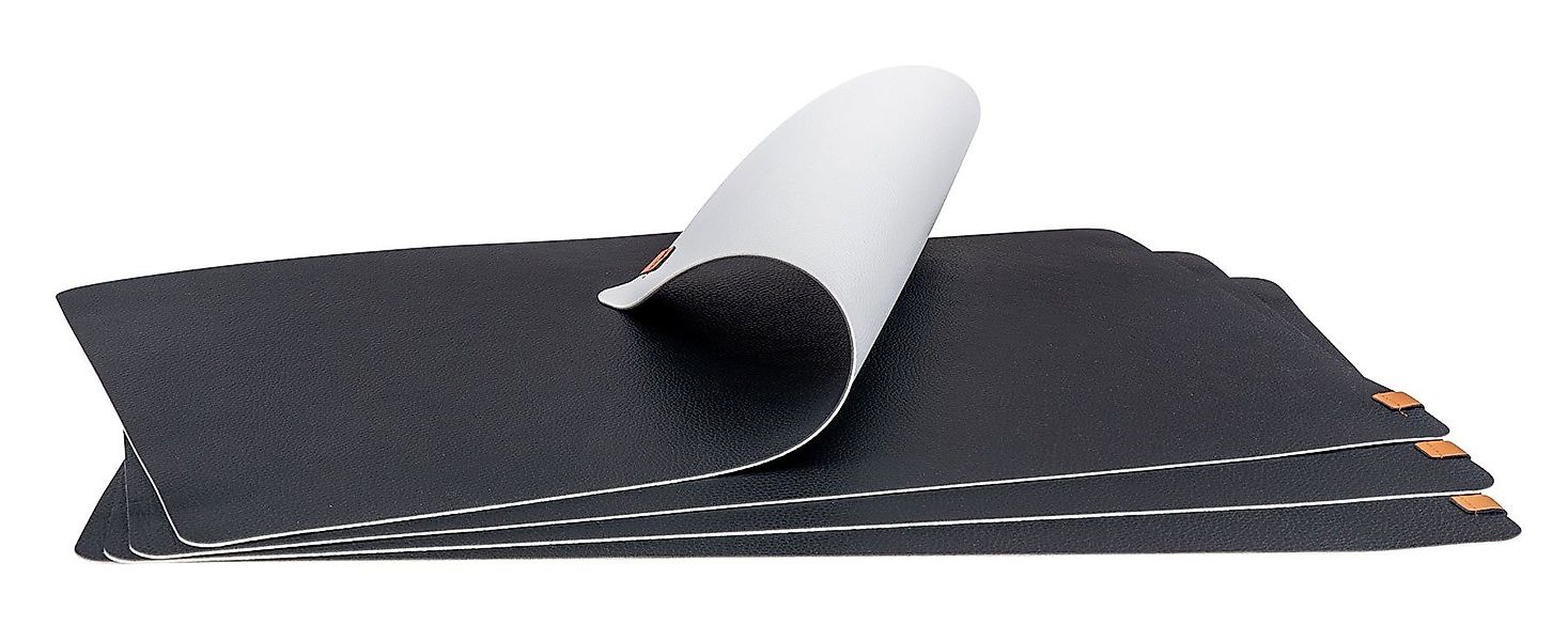 Levandeo® Platzset, 4er Set Platzset Tischsets 38cm Rund Schwarz Creme Lede günstig online kaufen