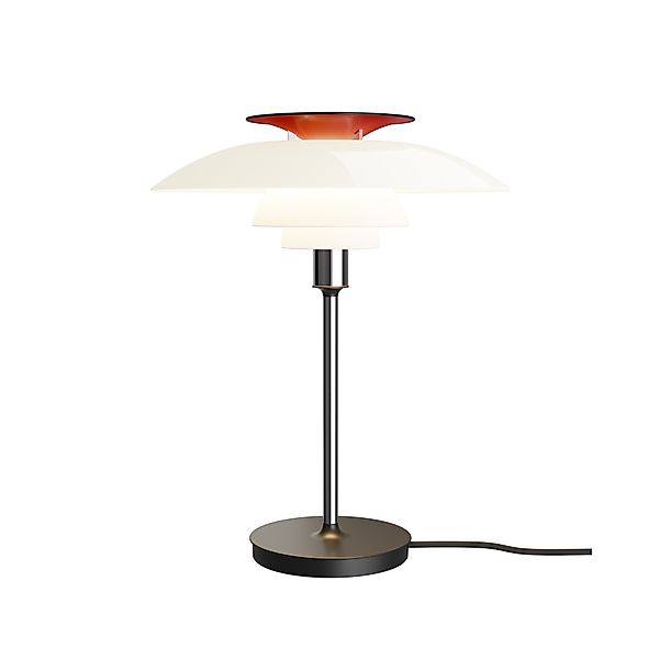 PH 80 Tischlampe Kabel Opal Weiß/Chrom/Rot günstig online kaufen