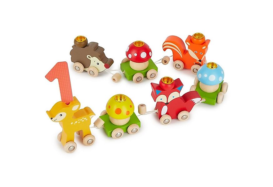 BIECO Kerzenhalter Bieco Holz Geburtstagszug Waldtiere mit Zahlen 0 - 9 Jah günstig online kaufen