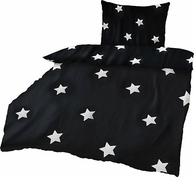 Gold-Line Bettwäsche "Metallic Sterne" 2 Stk. tlg. hochwertiger Metallicdru günstig online kaufen