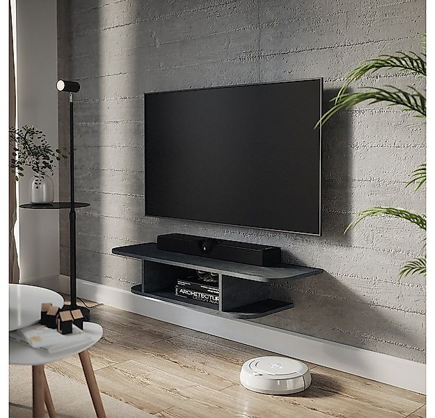 Vicco Lowboard Lorio, Schwarz Beton, 105 x 18.2 cm offene Fächer günstig online kaufen