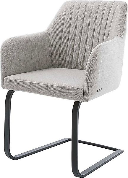 DELIFE Polsterstuhl Greg-Flex, Freischwinger flach Schwarz Stripes Hellgrau günstig online kaufen