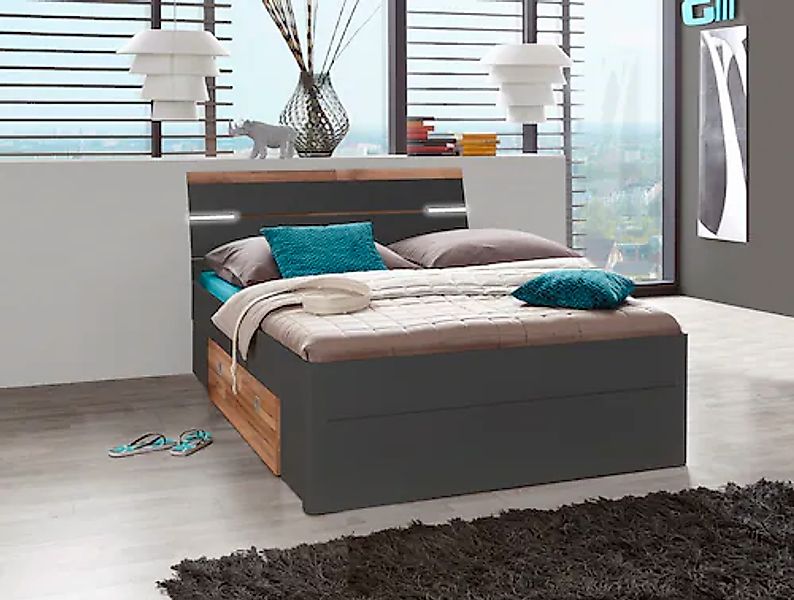 Schlafkontor Stauraumbett "Mars" inklusive 2 Schubkästen und LED-Beleuchtun günstig online kaufen