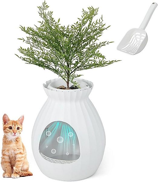 KOMFOTTEU Katzentoilette, Katzenklo mit Kunstpflanze für Katzen, 50x50x59cm günstig online kaufen