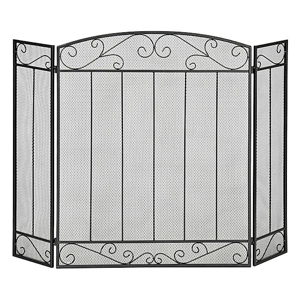 HOMCOM Kaminschutzgitter  Stahl Metall Schwarz 105L x 1,6B x 80,5H cm günstig online kaufen