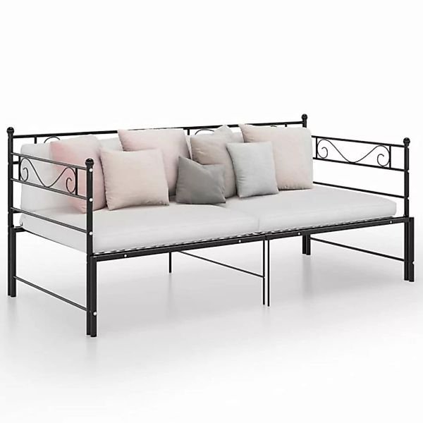 furnicato Bett Tagesbett Ausziehbar Schwarz Metall 90x200 cm günstig online kaufen