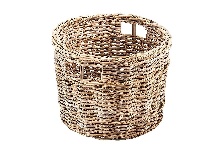 Kobolo Aufbewahrungskorb Rattankorb rund Kubu grau mit Lochgriff klein günstig online kaufen