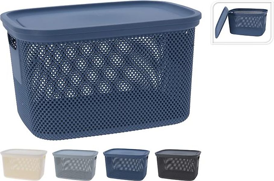 Aufbewahrungsbox mit Deckel 38x29x22 cm 1 Stück 4 Sorten unsortiert Mehrfar günstig online kaufen