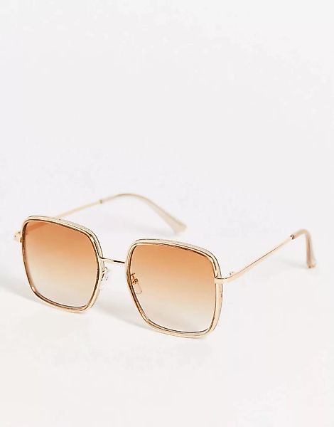 AJ Morgan – Eckige Oversize-Sonnenbrille für Damen in Gold-Optik-Goldfarben günstig online kaufen