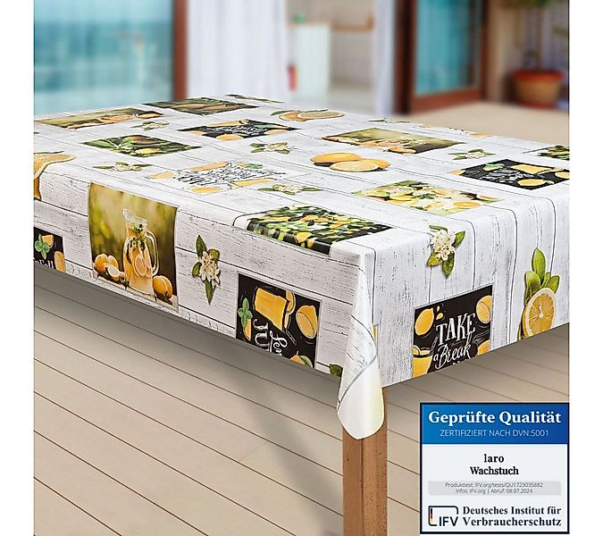 laro Tischdecke Wachstuch-Tischdecken Abwaschbar Zitrone Zitronenbaum gelb günstig online kaufen