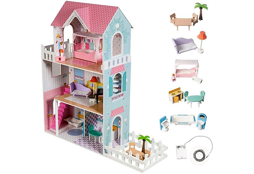 Mamabrum Puppenhaus XXL Holzpuppenhaus, 123 cm, LED, Terrasse, Zubehör günstig online kaufen