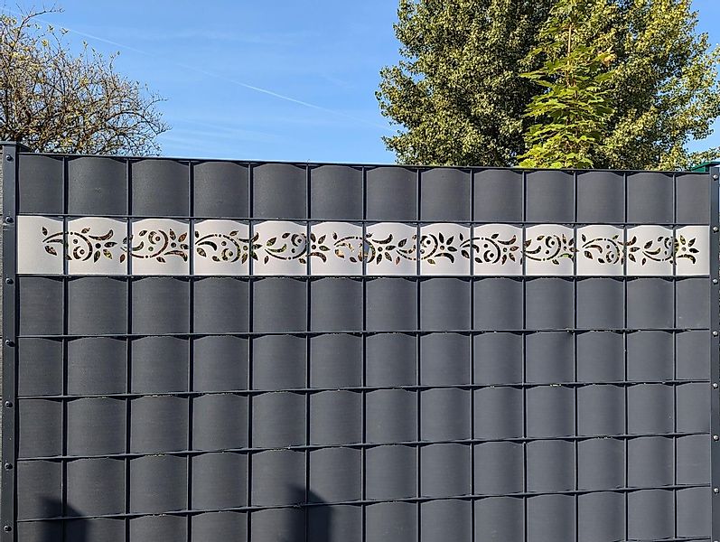 zaunzu Sichtschutzstreifen PREMIUM Dekor Floral1 Sichtschutz Anthrazit 2,55 günstig online kaufen